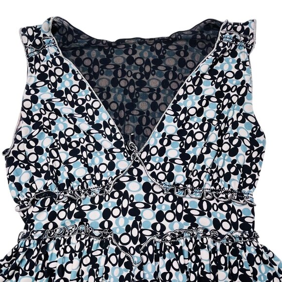 Womens Black & Blue Sleeveless Dress With Circle Pattern - Picture 2 of 9